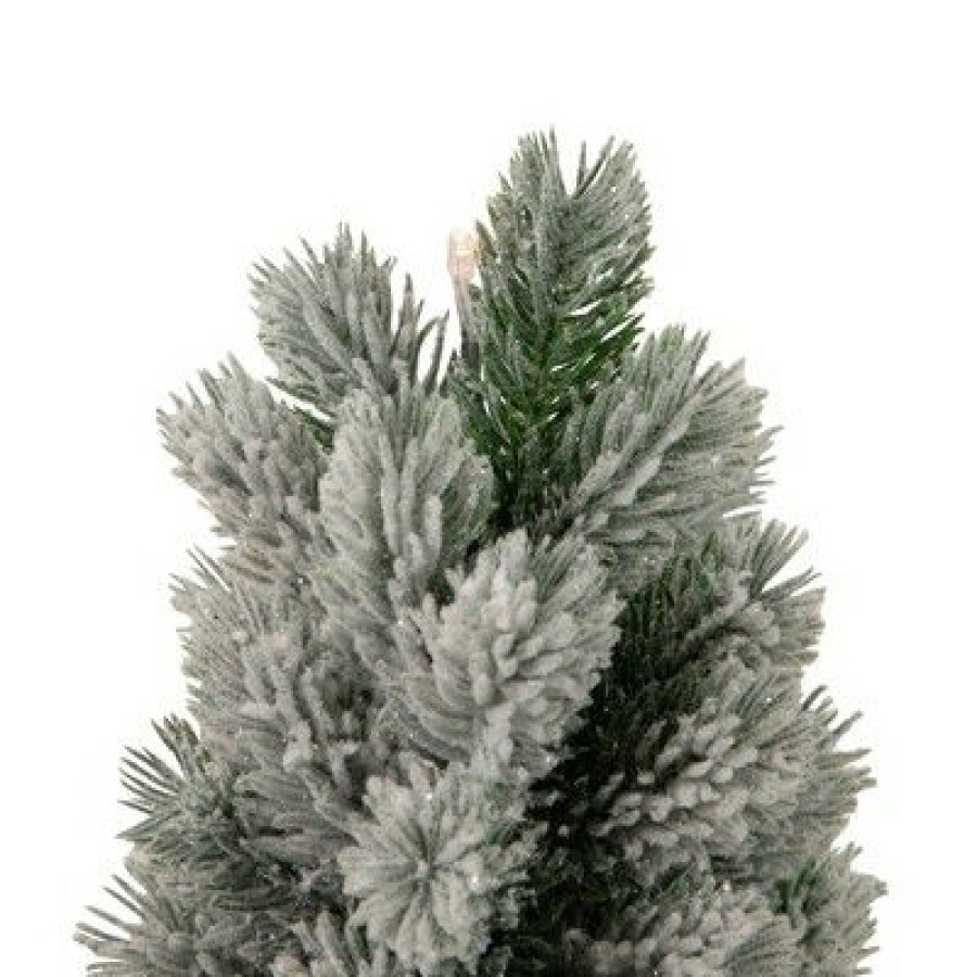 Pine * | Northlight 16 Led Lighted Mini Frosted Pine Christmas Tree In Cement Base