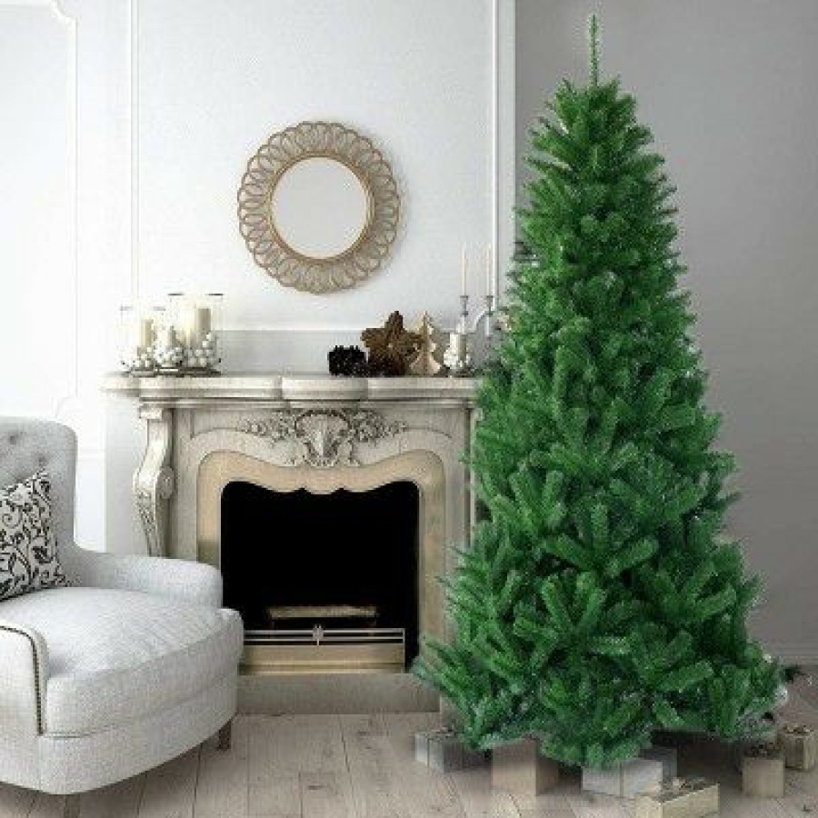 Pine * | Tangkula 8 Spruce Hinged Tree Pre-Lit Artificial Pvc Christmas Tree W/ 880 Led Lights