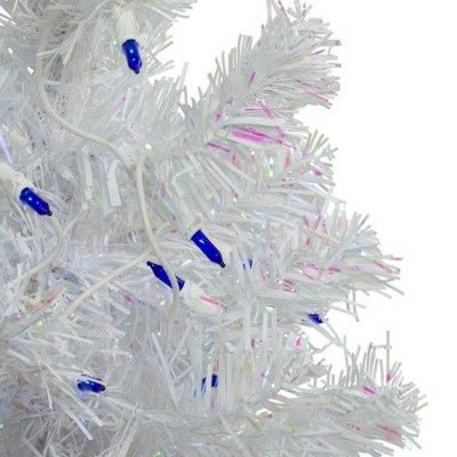 Pine * | Northlight 2 Pre-Lit White Iridescent Pine Artificial Christmas Tree Blue Lights