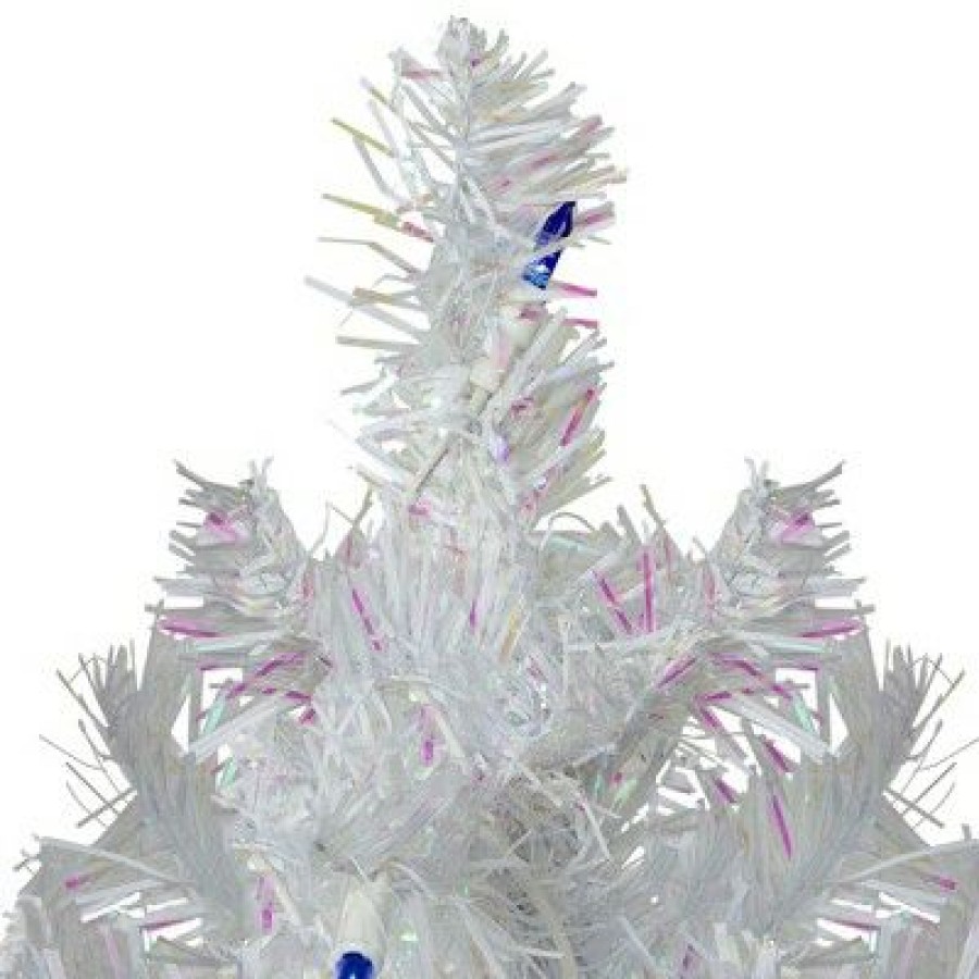 Pine * | Northlight 2 Pre-Lit White Iridescent Pine Artificial Christmas Tree Blue Lights