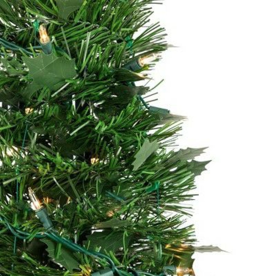 Pine * | Northlight 4 Pre-Lit Green Tinsel Pop-Up Artificial Christmas Tree, Clear Lights