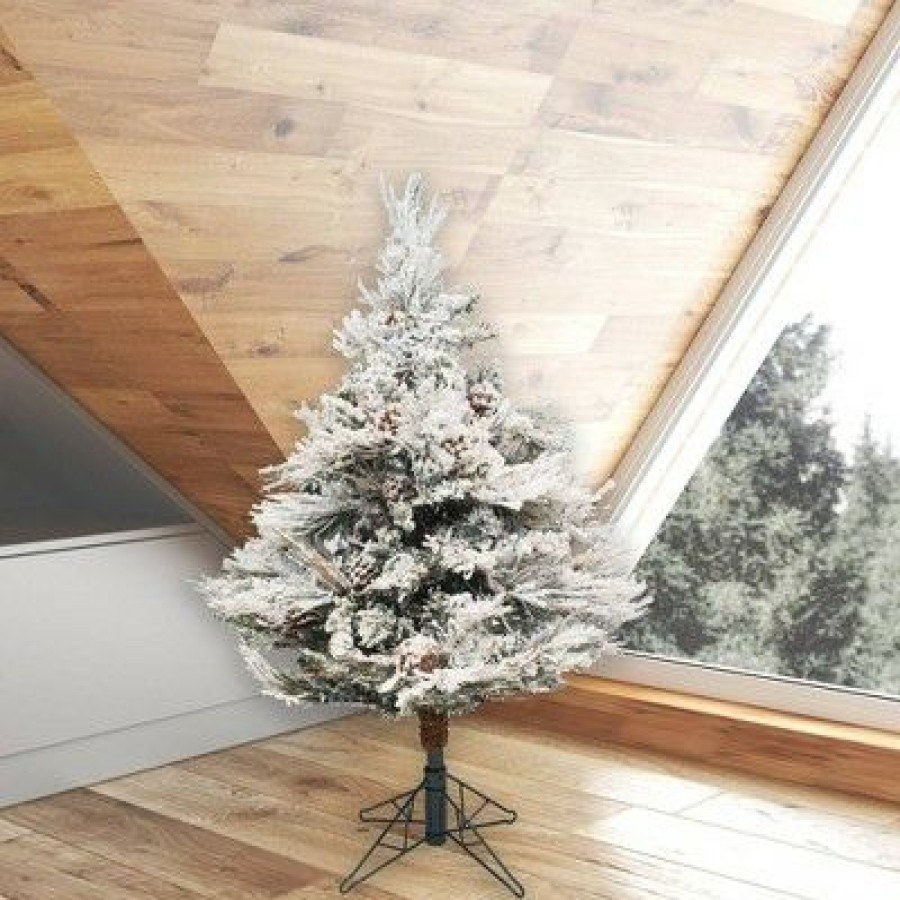 Pine * | 3.5Ft Unlit White Flocked Pine Artificial Christmas Tree Vickerman