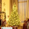 Pine * | Costway 6Ft7Ft8Ft Pre-Lit Hinged Christmas Tree W/ 77712331913 Glitter Tips & Pine Cones