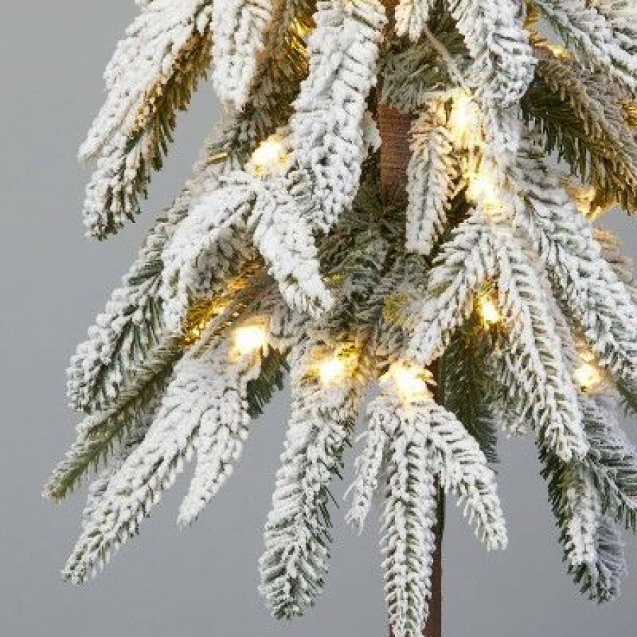 Balsam Fir * | 4' Pre-Lit Led Downswept Flocked Alpine Balsam Artificial Christmas Tree Dewdrop Warm White Lights Wondershop