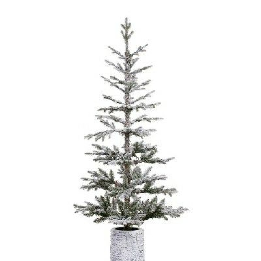 Fir Wood * | Haute Decor 5Ft Pre-Lit Led Flocked Timberland Fir Artificial Christmas Tree Haute Decor