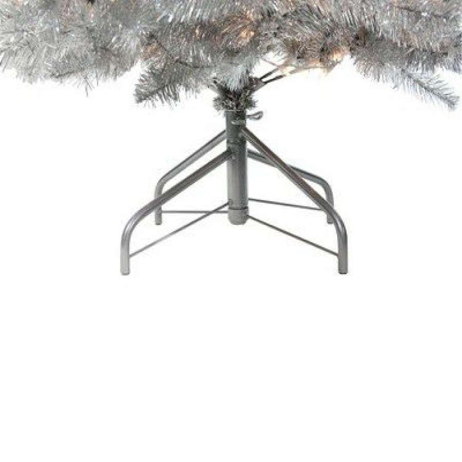 Pine * | Northlight 4.5 Prelit Artificial Christmas Tree Silver Metallic Tinsel Clear Lights