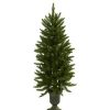 Fir Wood * | 4Ft Slim Christmas Tree With Urn & Clear Led Lights Nearly Natural