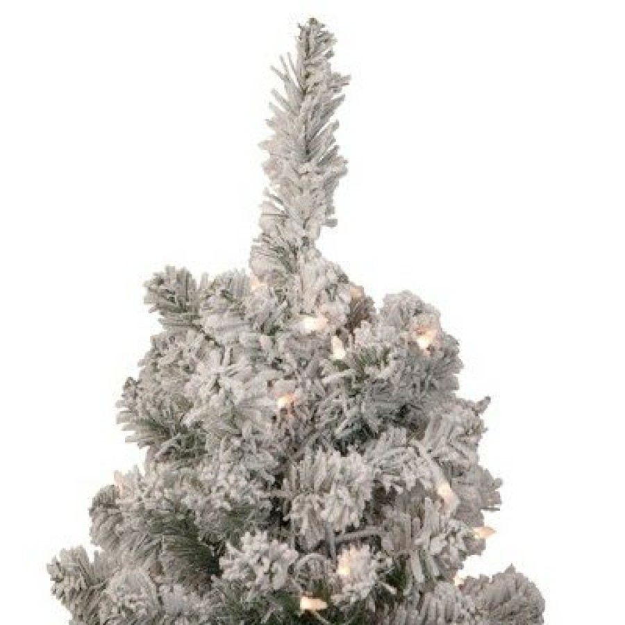 Pine * | Northlight 3 Pre-Lit Heavily Flocked Madison Pine Medium Artificial Christmas Tree, Clear Lights