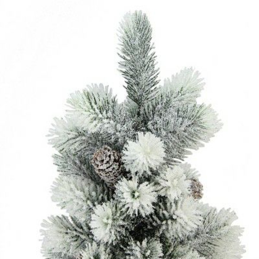 Pine * | Northlight 19 Potted Slim Flocked Mini Pine Artificial Christmas Tree In Burlap Base Unlit