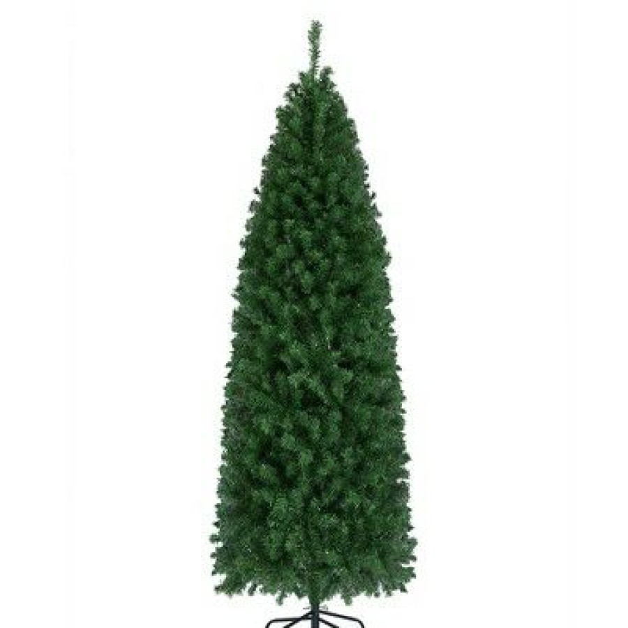 Spruce * | Yaheetech Pre-Lit Slim Pencil Artificial Christmas Tree, Green