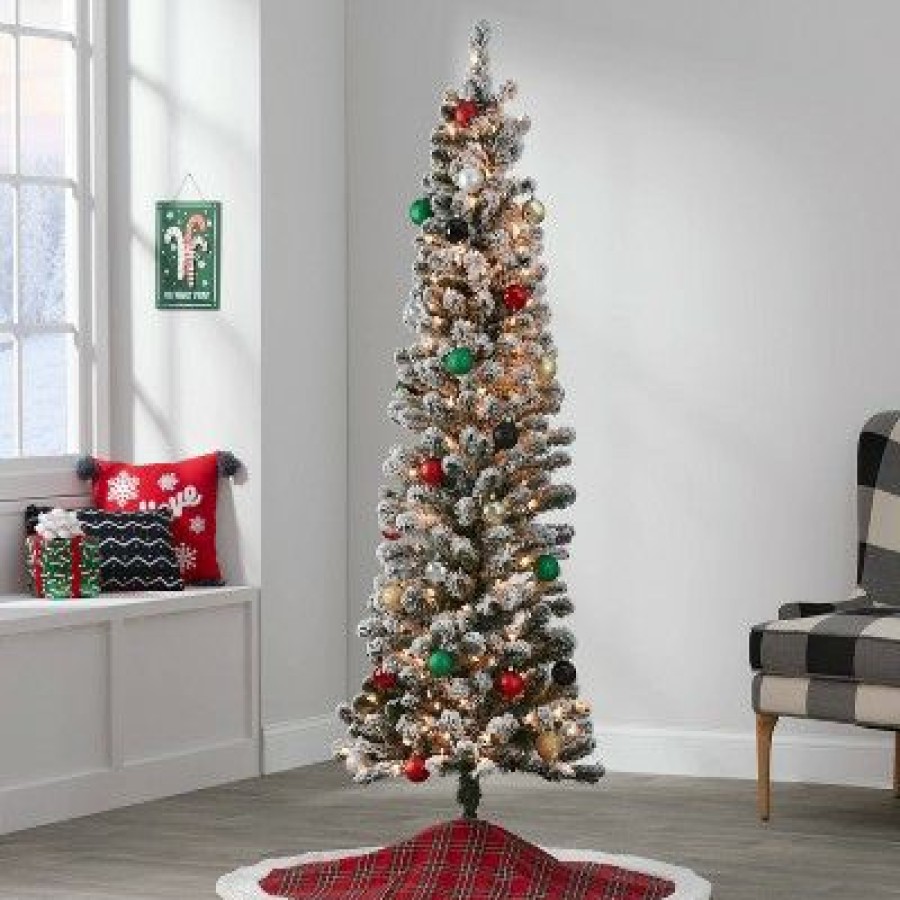 Alberta Spruce * | 6' Pre-Lit Slim Flocked Alberta Spruce Artificial Christmas Tree Clear Lights Wondershop