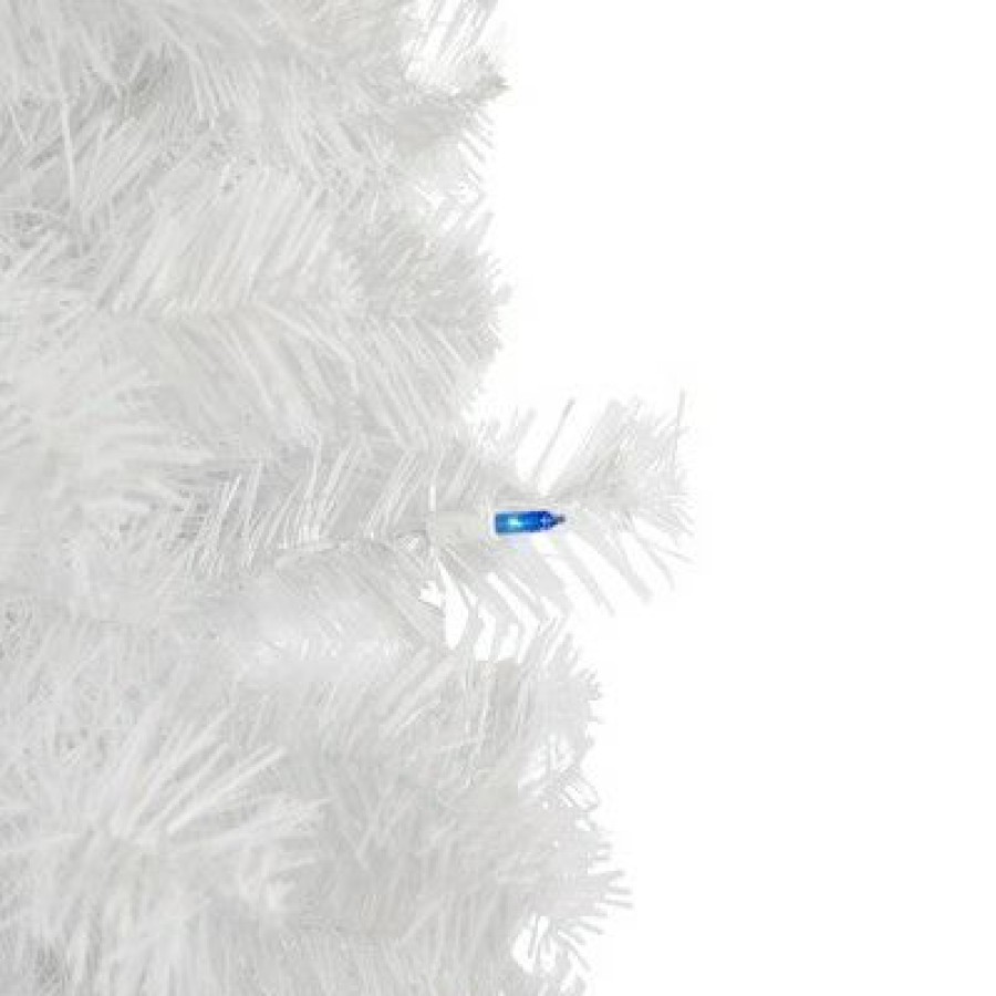 Pine * | Northlight 4 Pre-Lit Slim White Pine Artificial Christmas Tree Blue Lights