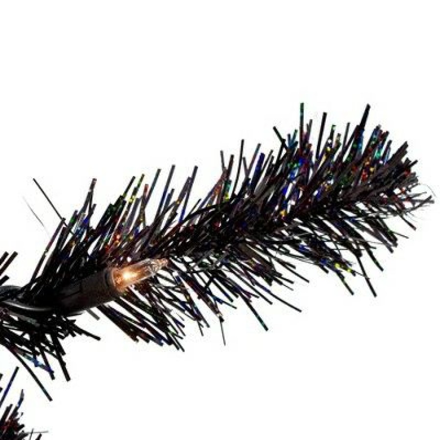 Pine * | Northlight 4 Pre-Lit Slim Black Artificial Tinsel Christmas Tree- Clear Lights