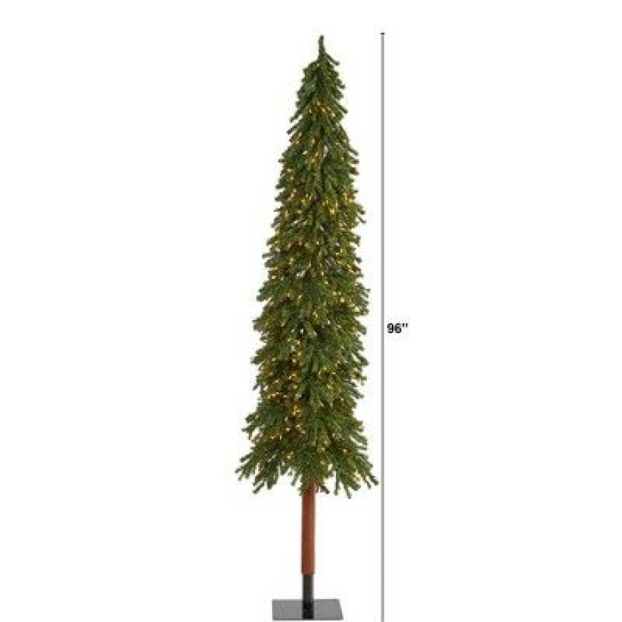 Pine * | 8Ft Nearly Natural Pre-Lit Slim Grand Alpine Artificial Christmas Tree Clear Lights