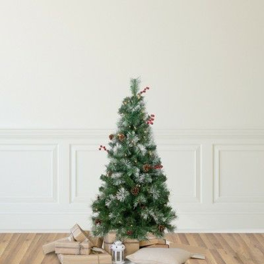 Spruce * | Northlight 4 Pre-Lit Frosted Carolina Berry Spruce Artificial Christmas Tree, Clear Lights