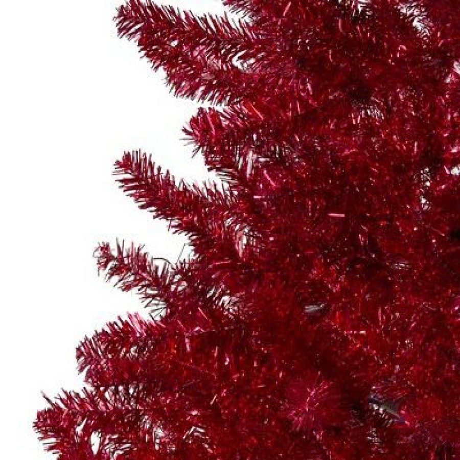 Pine * | Northlight 4.5 Metallic Red Tinsel Artificial Christmas Tree Unlit