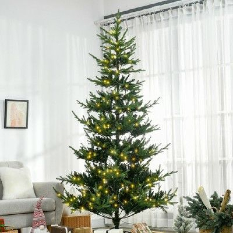 Unidentified Plant Variety * | Homcom 8 Foot Prelit Artificial Christmas Tree With 1026 Realistic Branches, Warm White Led Lights, Auto Open, Green