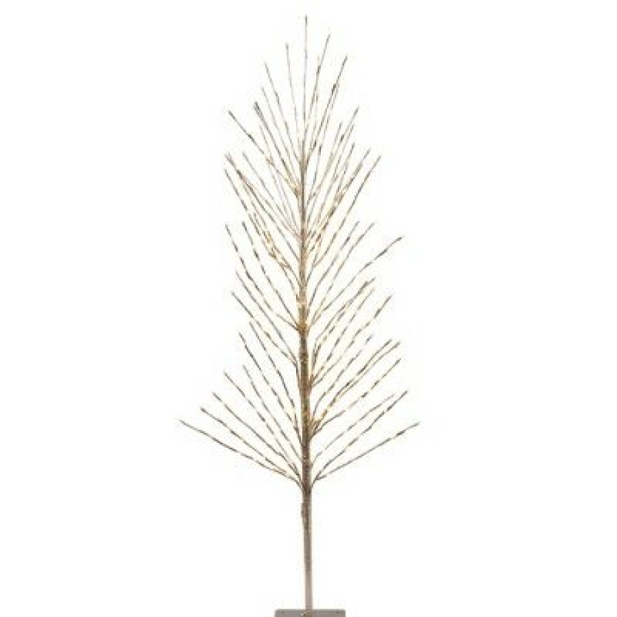 Unidentified Plant Variety * | Vickerman Champagne Led Twig Artificial Christmas Tree With Flat Base