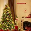 Pine * | Costway 7Ft Pre-Lit Snowy Christmas Hinged Tree 11 Flash Modes W/ 450 Multi-Color Lights