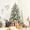 Pine * | Tangkula Snow Flocked Artificial Christmas Tree Hinged Decoration Pine Tree