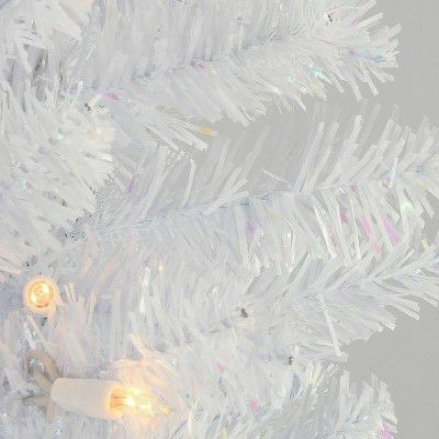 Unidentified Plant Variety * | National Tree Company 6Ft National Christmas Tree Company Pre-Lit White Iridescent Tinsel Artificial Christmas Tree With Metal Stand & 150 Clear Lights