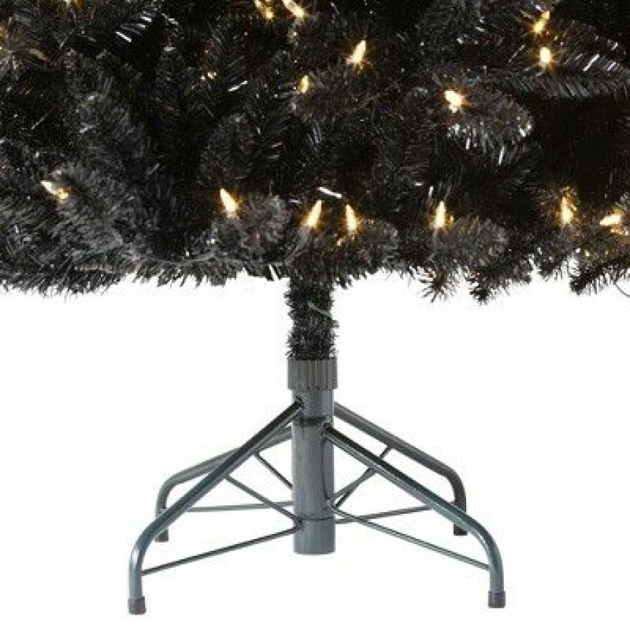 Unidentified Plant Variety * | Treetopia Luxe Black Beauty 7 Foot Artificial Prelit Full Bodied Christmas Tree Holiday Decoration With White Led Lights, Premium Stand And Foot Pedal