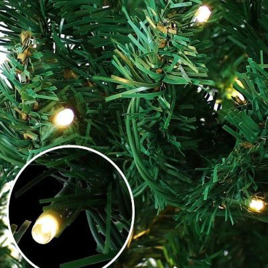 Balsam Fir * | Sunnydaze Decor Sunnydaze Indoor Pre-Lit Faux Tannenbaum Slim Holiday Christmas Evergreen Tree With Hinged Branches And Warm White Lights 4 Green