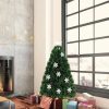 Pine * | Tangkula 3 Artificial Christmas Tree Pre-Lit Led And Fiber Optic W/ Snowflakes