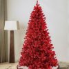 Pine * | National Tree Company 7.5 Foot Full Bodied Flocked Prelit Artificial Christmas Tree With 550 Clear Lights, 1,309 Branch Tips, & Metal Stand, Red