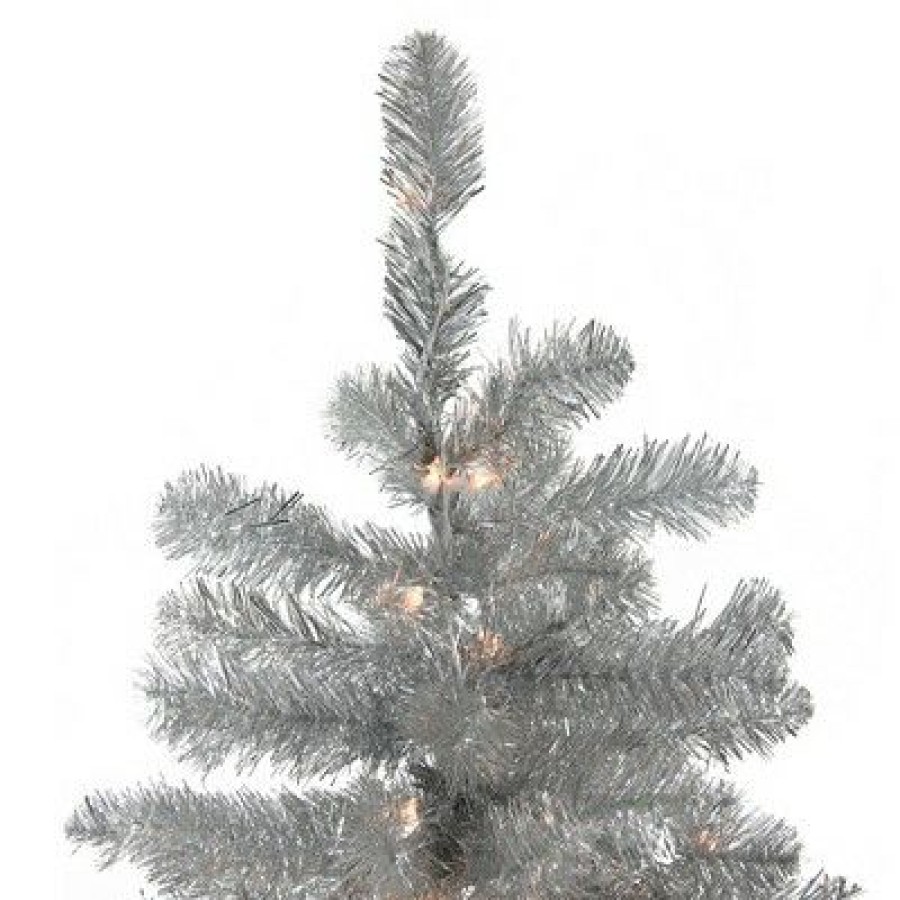 Pine * | Northlight 6.5 Prelit Artificial Christmas Tree Silver Metallic Tinsel Clear Lights