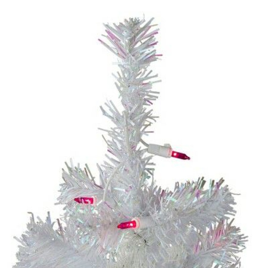 Pine * | Northlight 3 Prelit Artificial Christmas Tree White Iridescent Pine Slim Pink Lights