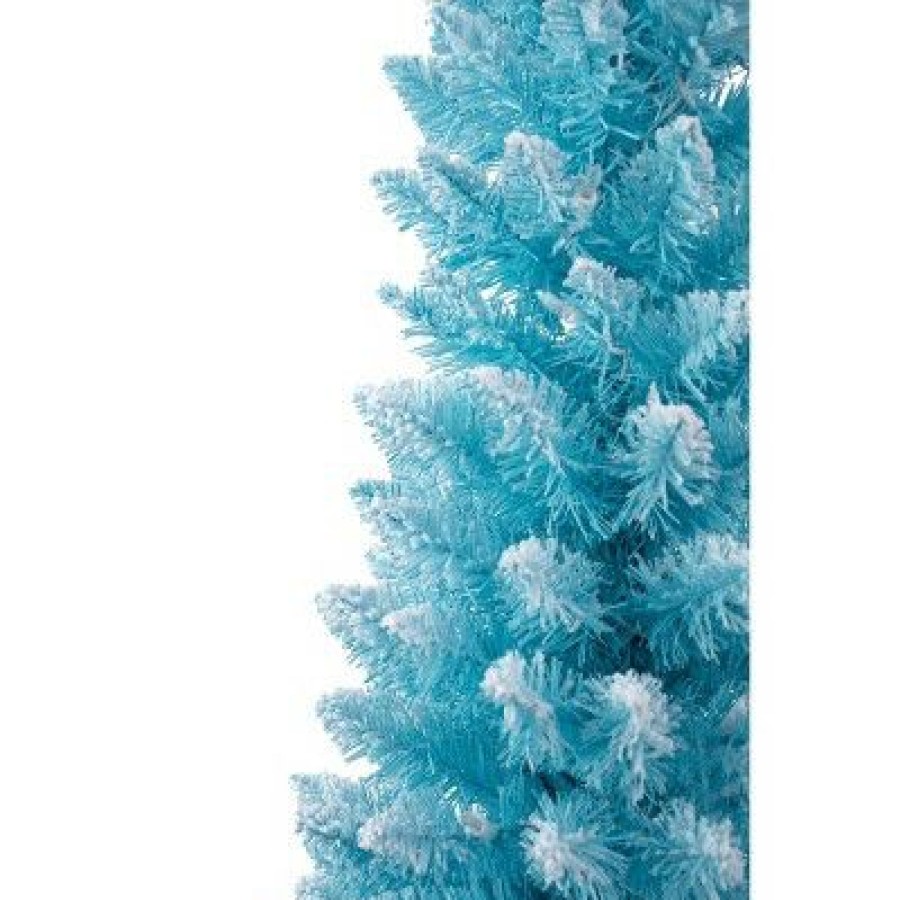 Noble Fir * | Haute Decor 4Ft Pre-Lit Flocked Fir Artificial Christmas Tree Cotton Candy Blue Haute Decor