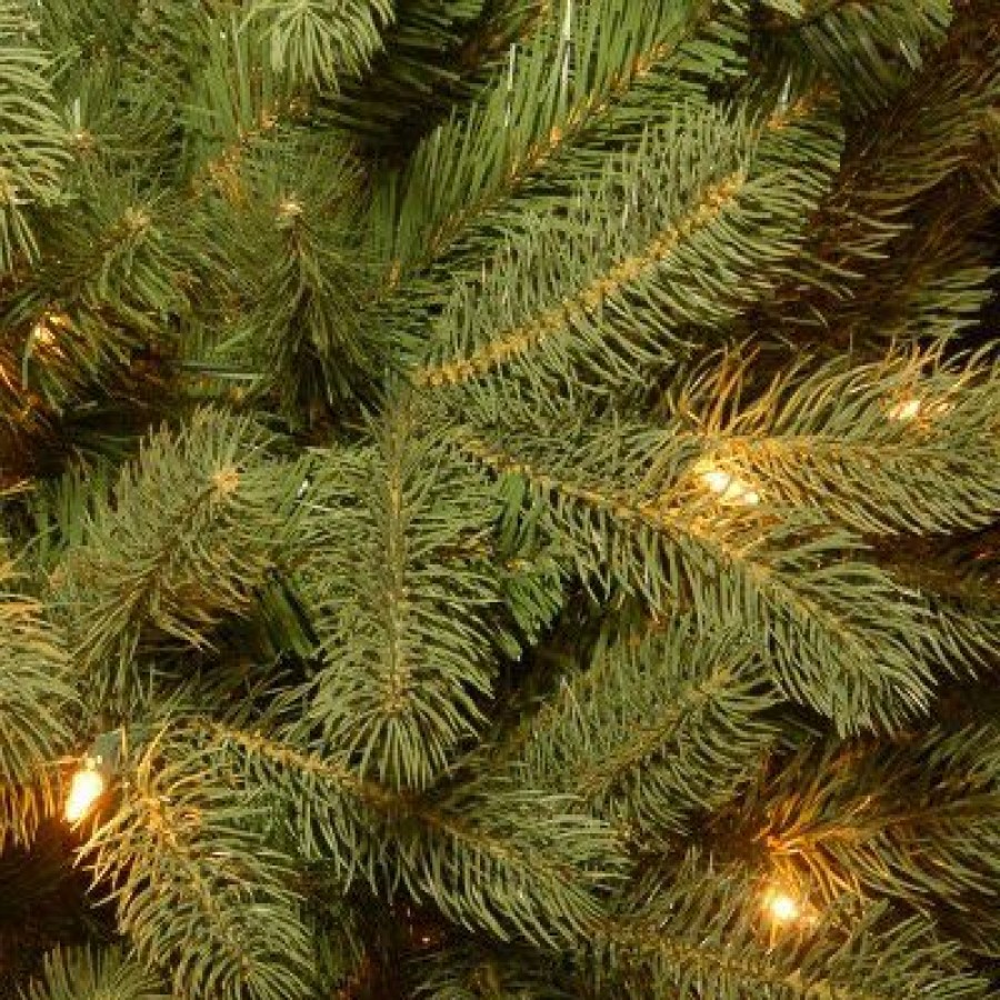 Fir Wood * | National Tree Company Pre-Lit 'Feel Real' Artificial Slim Downswept Christmas Tree, Green, Douglas Fir, White Lights, Includes Stand, 7.5 Feet