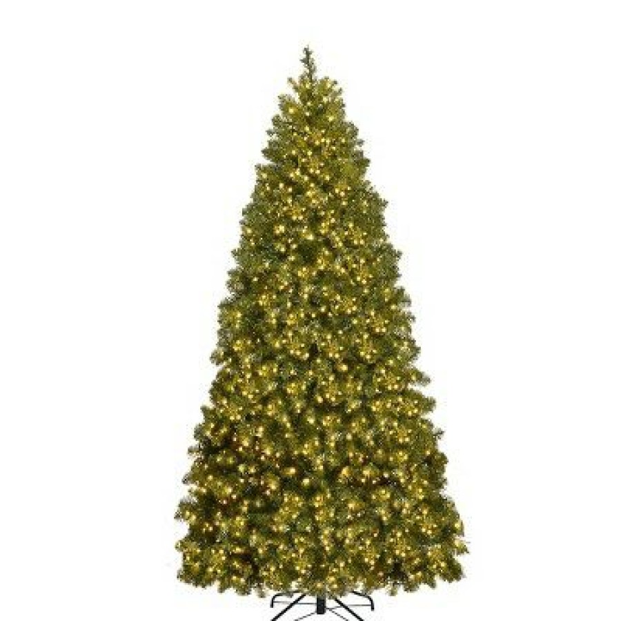 Pine * | Costway Pre-Lit Pvc Christmas Tree 6Ft Spruce Hinged 560 Led Lights