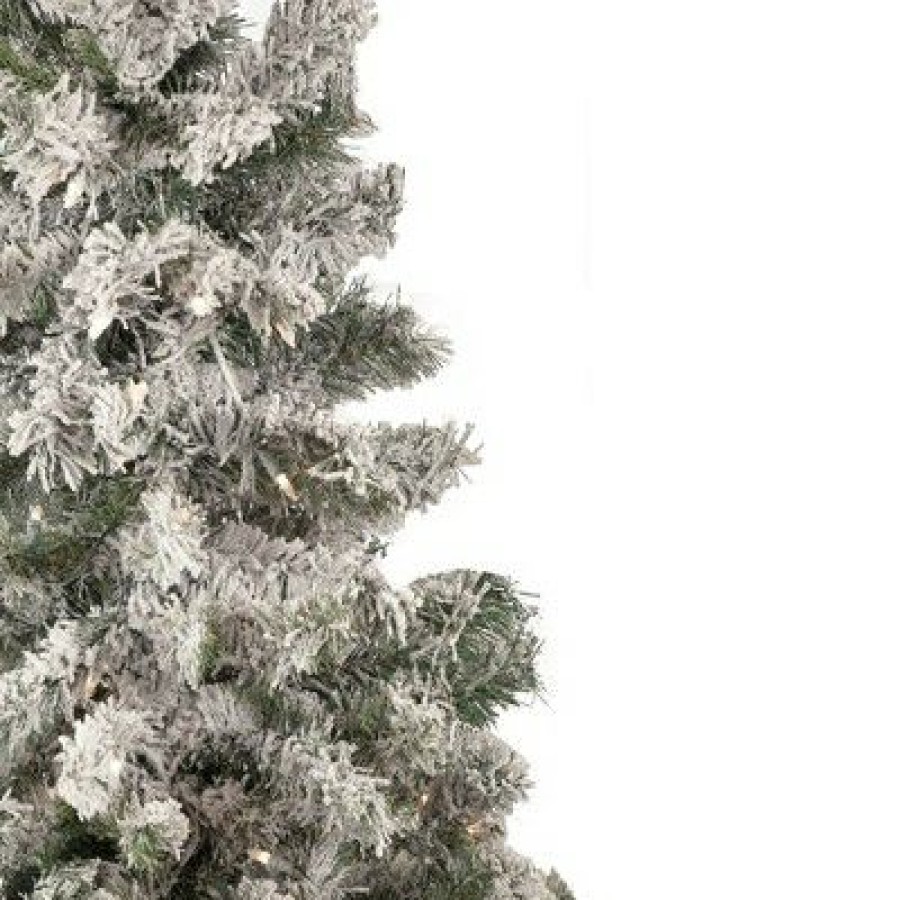 Pine * | Northlight 4.5 Pre-Lit Flocked Pine Medium Artificial Christmas Tree Clear Lights