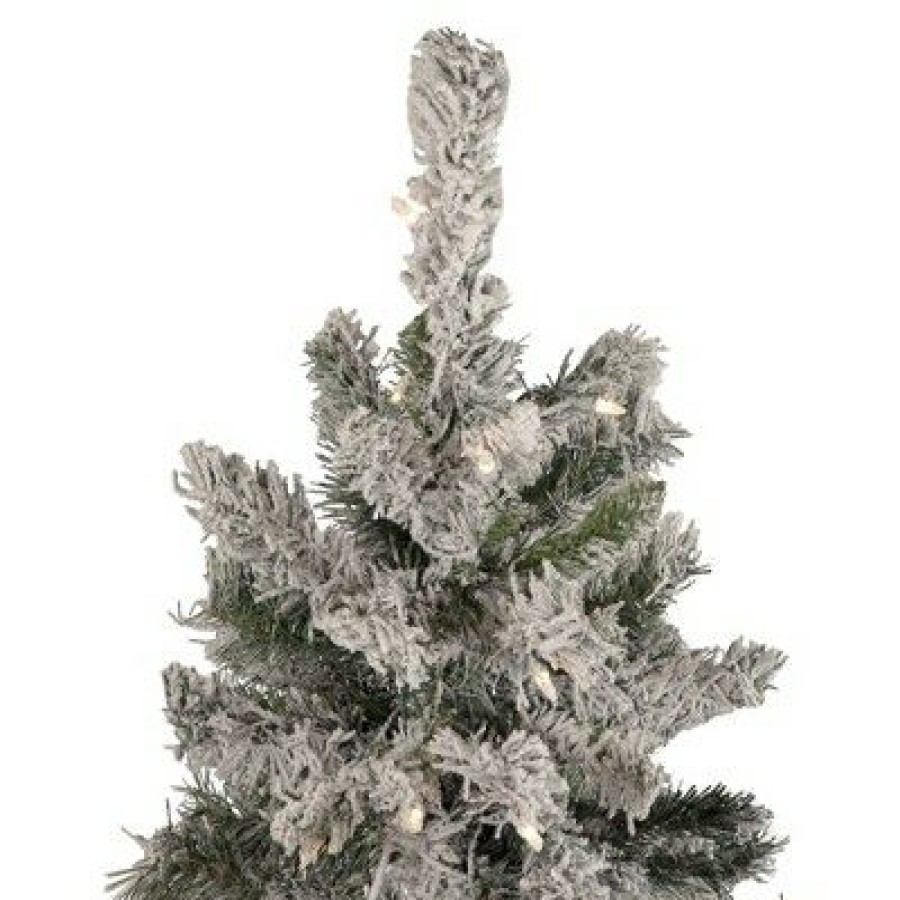 Pine * | Northlight 4.5 Pre-Lit Flocked Pine Medium Artificial Christmas Tree Clear Lights