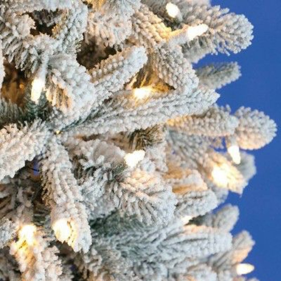 Pine * | Home Heritage 7 Foot Frosted Alpine Quick Set Flocked Christmas Tree With Lights