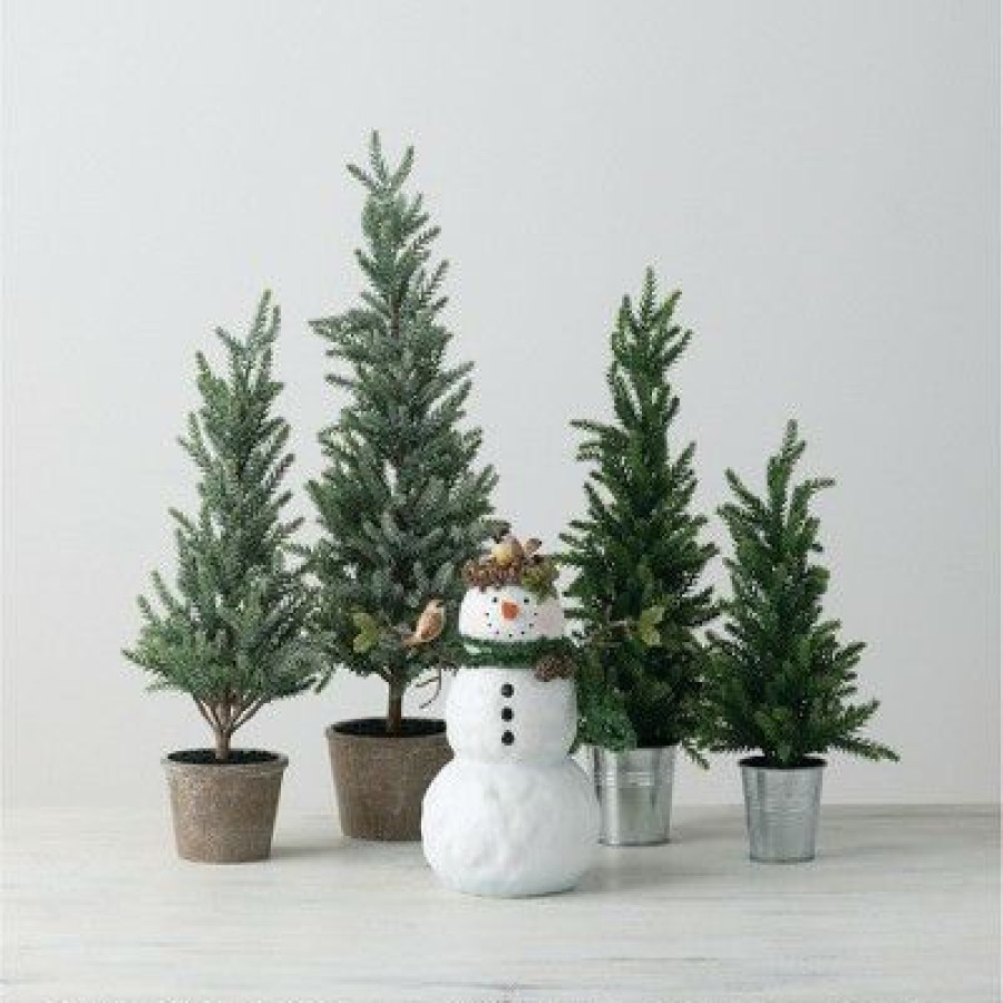 Unidentified Plant Variety * | Sullivans Artificial Set Of 2 Mini Trees 17.5 H & 22 H Green