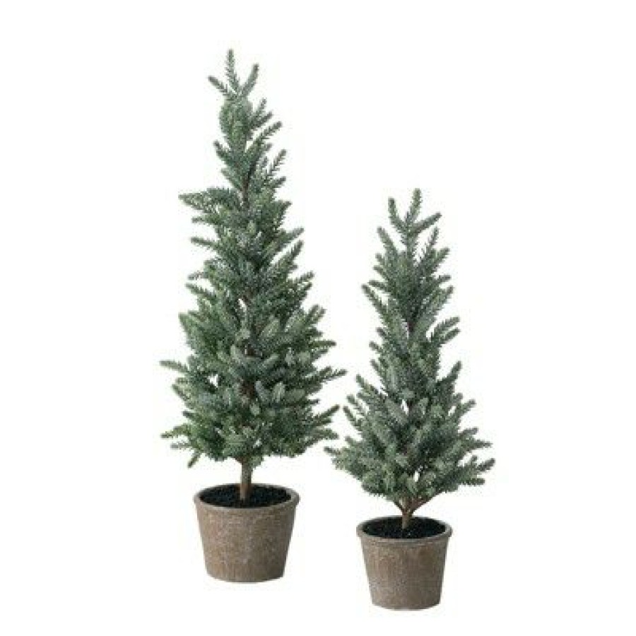 Unidentified Plant Variety * | Sullivans Artificial Set Of 2 Mini Trees 17.5 H & 22 H Green