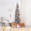 Pine * | Costway 7.5Ft Unlit Hinged Snow Flocked Artificial Pencil Christmas Tree W/ 641 Tips