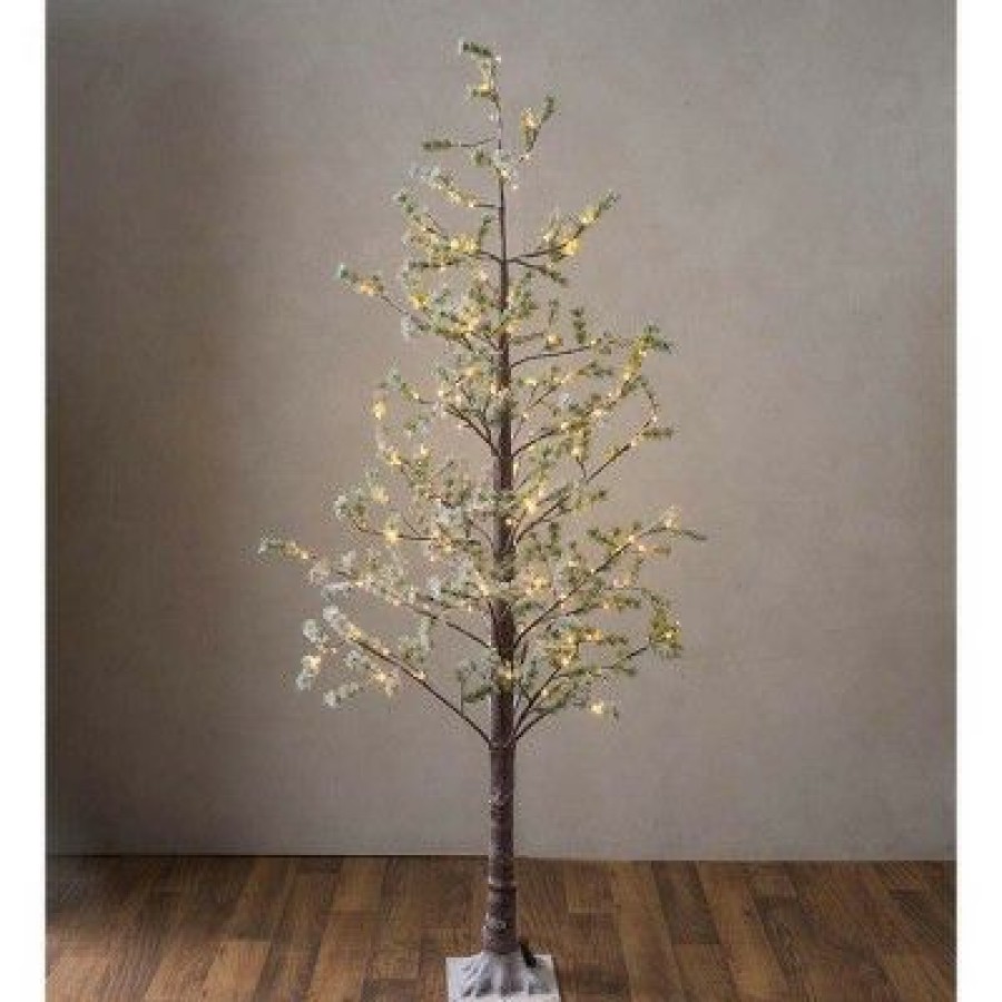 Unidentified Plant Variety * | Plow & Hearth Large Lighted Snowy Pine Tree With 150 Lights, 84 H